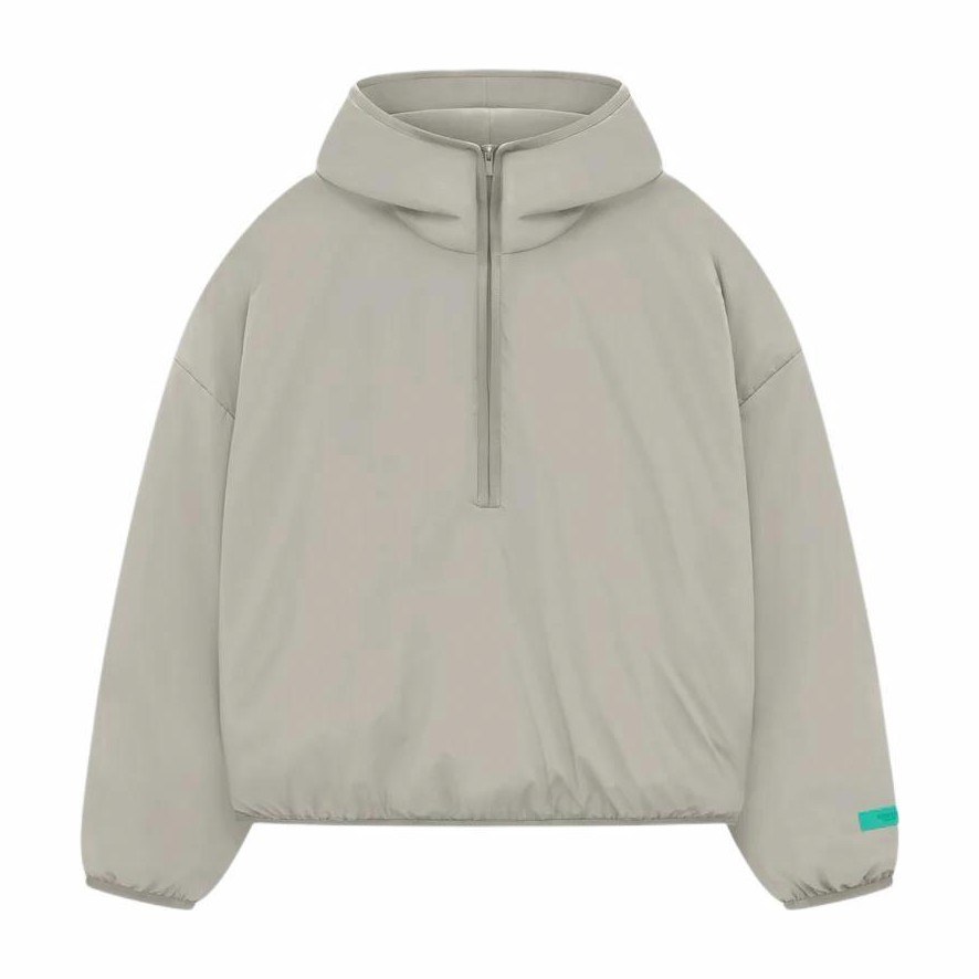 Fear of God Essentials SS24 Nylon Filled Halfzip Hoodie Seal Gray