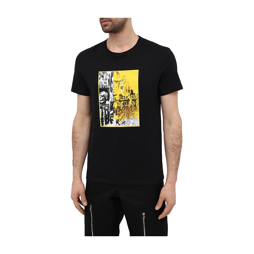 Alexander McQueen SS21 Poster Print T-Shirt Black