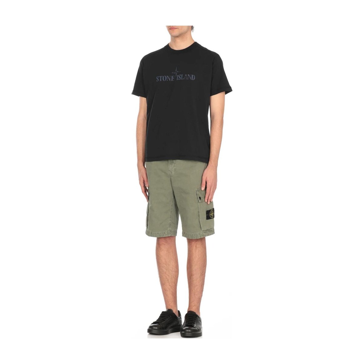Stone Island SS25 Letter Print Crew Neck T-Shirt Navy