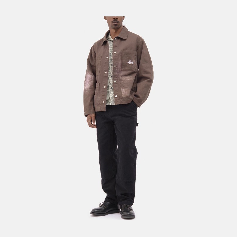 Stussy Spotted Bleach Jacket Brown