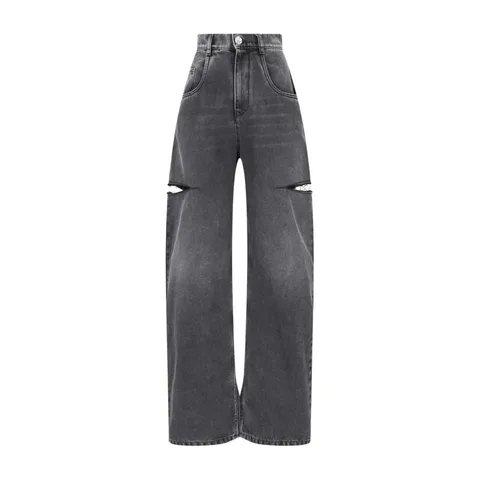 Maison Margiela Washed Distressed Wide Leg Jeans