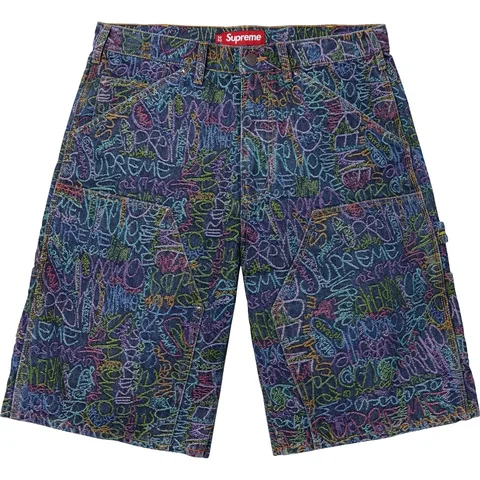 Supreme SS25 Handwriting Double Knee Denim Short