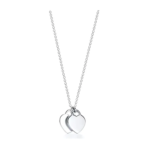 Tiffany & Co. Return to Tiffany Double Heart Pendant Necklace Silver/Red