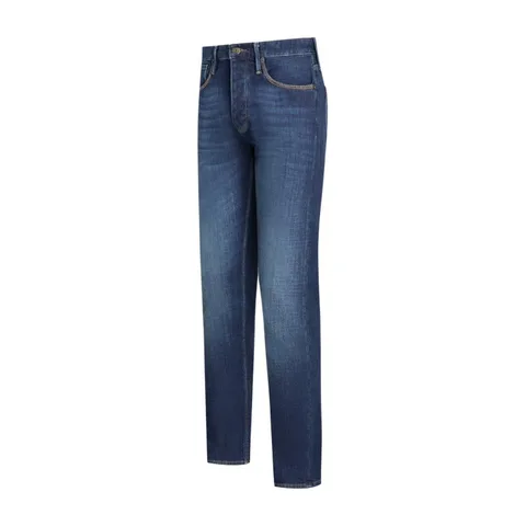 Emporio Armani FW24 Logo Patch Straight Jeans Blue