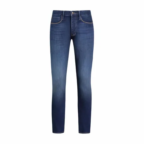 Emporio Armani FW24 Logo Patch Straight Jeans Blue