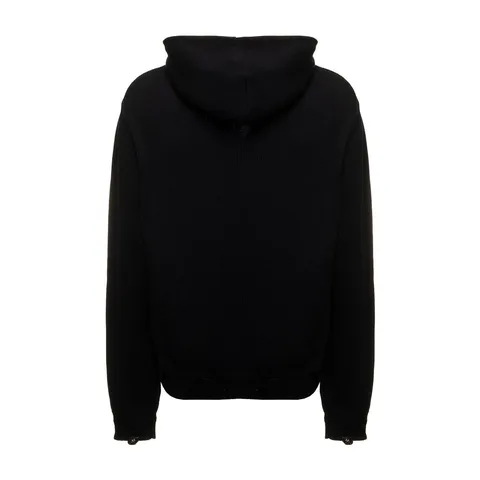 AMIRI FW22 Logo Embroidered Wool Hoodie Black
