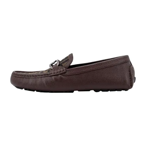 Fendi Leather Slip-On Loafers Brown