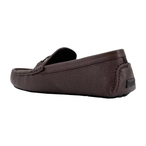 Fendi Leather Slip-On Loafers Brown