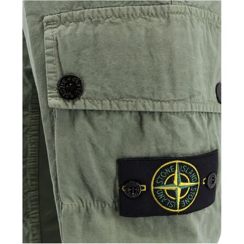 Stone Island Logo Badge Cargo Pants Light Green