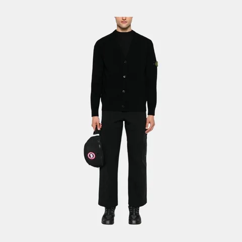 Stone Island V-Neck Cardigan Black