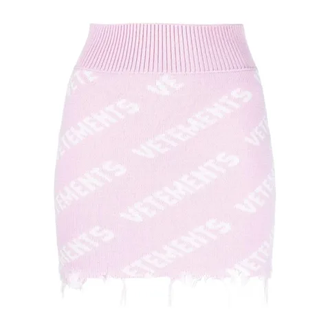 Vetements Logo Jacquard Skirt Pink