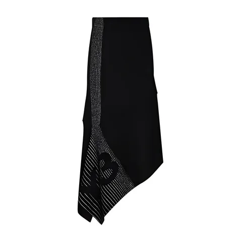Y-3 Logo Irregular Reflective Skirt Black