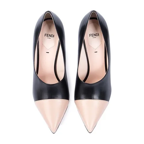Fendi Leather High Heels Black Beige