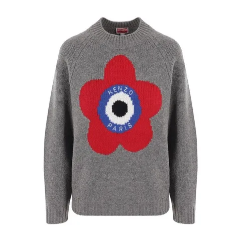 KENZO Floral Print Crewneck Sweater Grey
