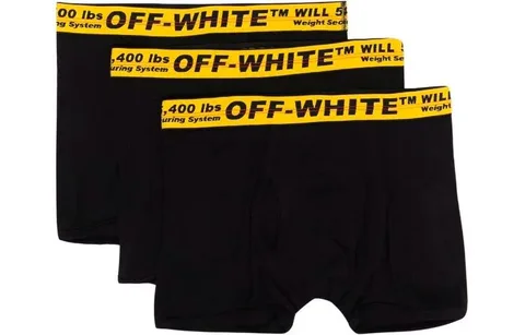 OFF-WHITE Logo Print Boxer Briefs 3-Pack Black