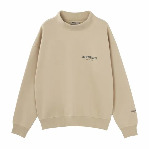 Fear of God Essentials FW21 Mock Neck Sweatshirt BeigeLinen Logo